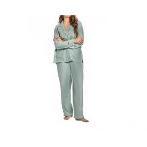 NEW THE SLEEP CODE women's washable silk long pj set in sage